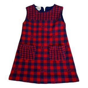 Gucci Children's Mini and Macro Vichy Red/Blue Checked Sleeveless Dress Red/Blue
